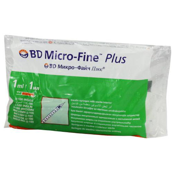 Світлина Шприц інсуліновий одноразового застосування BD MICRO-FINE PLUS 1мл (U-100)+ голка 30G #10